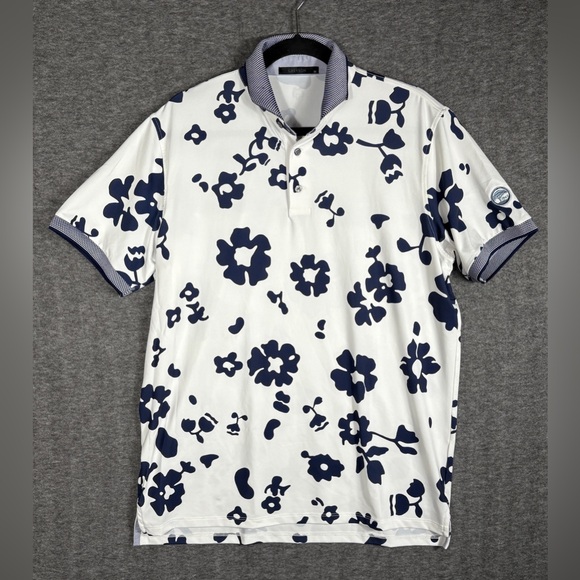 Greyson Other - Greyson White and Navy Floral Polo Shirt